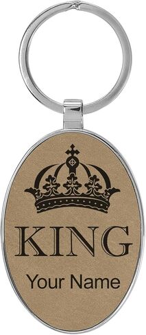 LaserGram Oval Keychain, King Crown, Personalized Engraving Included (Metal Frame) in Saudi Arabia
