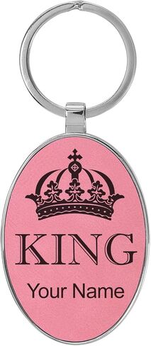 LaserGram Oval Keychain, King Crown, Personalized Engraving Included (Metal Frame) in Saudi Arabia