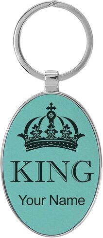 LaserGram Oval Keychain, King Crown, Personalized Engraving Included (Metal Frame) in Saudi Arabia