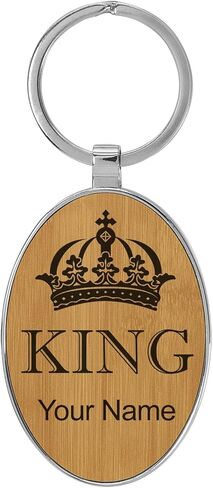 LaserGram Oval Keychain, King Crown, Personalized Engraving Included (Metal Frame) in Saudi Arabia