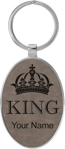 LaserGram Oval Keychain, King Crown, Personalized Engraving Included (Metal Frame) in Saudi Arabia