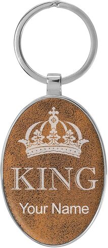 LaserGram Oval Keychain, King Crown, Personalized Engraving Included (Metal Frame) in Saudi Arabia