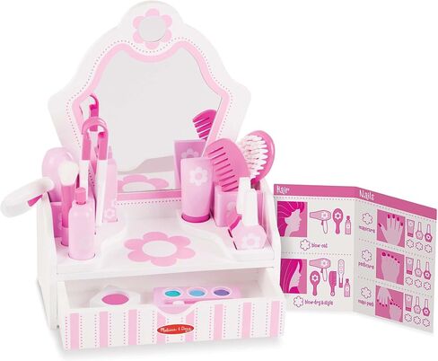 Melissa & Doug Wooden Beauty Salon Play Set With Vanity and Accessories (18 pcs) - FSC Certified in Kuwait