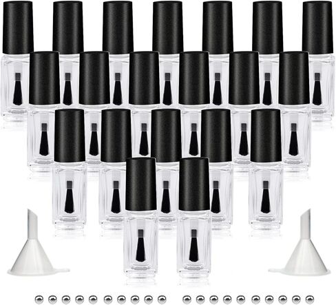 زجاجات طلاء أظافر فارغة مع فرشاة مستديرة 5 مل، 20 عبوة صغيرة من عبوات طلاء الأظافر الزجاجية الفارغة القابلة لإعادة الملء مع كرات خلط وأقماع (أبيض) in Kuwait