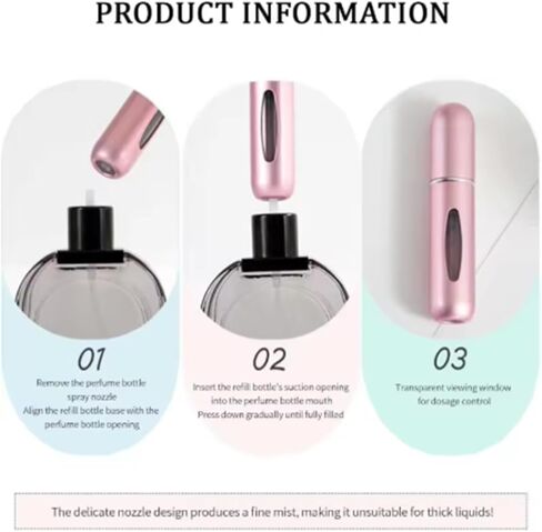 Refillable Perfume Atomizer Set - Portable Mini Spray Bottles (5mL, 2 Colors) | Travel-Size Scent Pump Case for On-the-Go | Leak-Proof Aluminum & Plastic Atomizer for Perfume/Cologne in Saudi Arabia