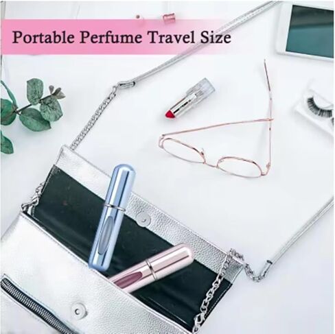 Refillable Perfume Atomizer Set - Portable Mini Spray Bottles (5mL, 2 Colors) | Travel-Size Scent Pump Case for On-the-Go | Leak-Proof Aluminum & Plastic Atomizer for Perfume/Cologne in Saudi Arabia