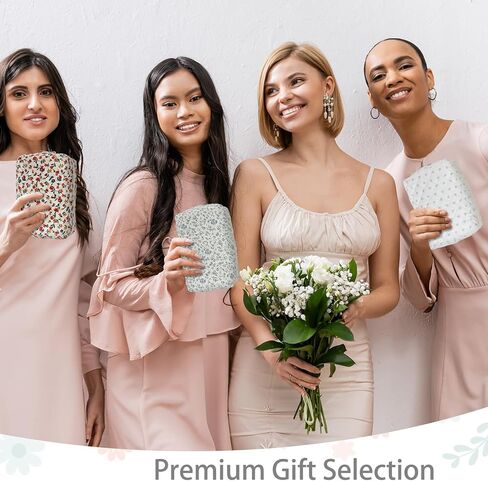 6 Pcs 8 Inch Large Quilted Makeup Bag Bulk Floral Cosmetic Bag Bridesmaid Gifts Women Floral Cotton Quilted Pouch Travel Toiletry Coquette Aesthetic Makeup Organizer for Women in Kuwait