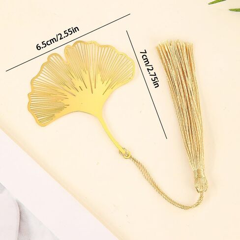 Metal Ginkgo Leaf Bookmark with Tassel - Metal Page Marker for Readers & Book Lovers, Elegant Gift for Women, Teens and Writers in Saudi Arabia