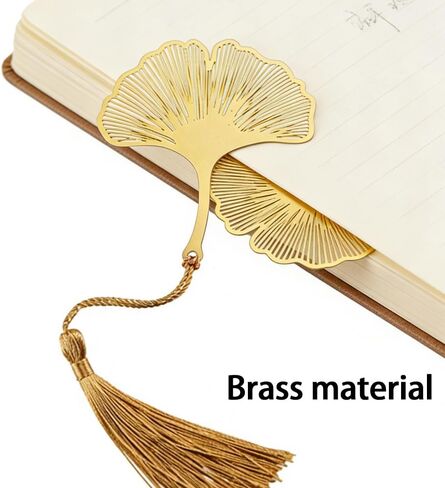 Metal Ginkgo Leaf Bookmark with Tassel - Metal Page Marker for Readers & Book Lovers, Elegant Gift for Women, Teens and Writers in Saudi Arabia