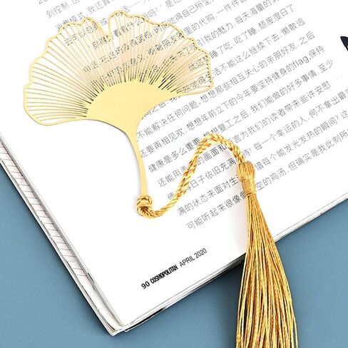 Metal Ginkgo Leaf Bookmark with Tassel - Metal Page Marker for Readers & Book Lovers, Elegant Gift for Women, Teens and Writers in Saudi Arabia