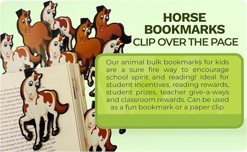 Horse Clip Bookmarks for Kids Students Cool Cute Animal Set of 10 Bulk Bookmark Funny Wacky Classroom Reading Incentives Library Rewards Novelty Party Favors Fun Prizes for Summer Reading Programs in Kuwait