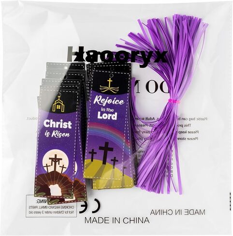 علامات Haooryx الدينية لعيد الفصح - 120 قطعة He is Risen الكتاب المقدس الآية المرجعية Christian Jesus Cross Book Mark للأطفال هدية عيد ميلاد VBS Sunday School Classroom Student مكافأة عيد الفصح لصالح الحفلات in Saudi Arabia