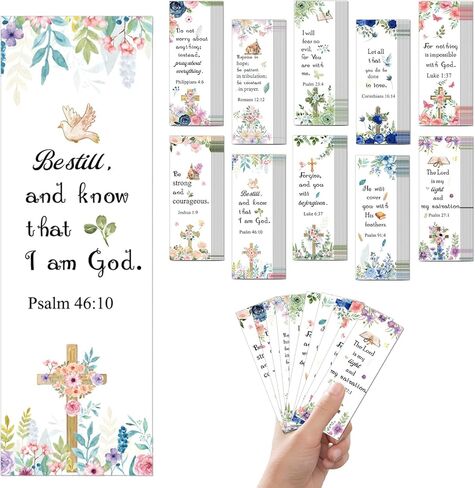 100 Pcs Christian Bookmarks, Religious Flower Cross Paper Bookmark Bulk for Women Women, Inspirational Bible Verse Book Mark Gift for Reading Lovers Church Accessories in Kuwait
