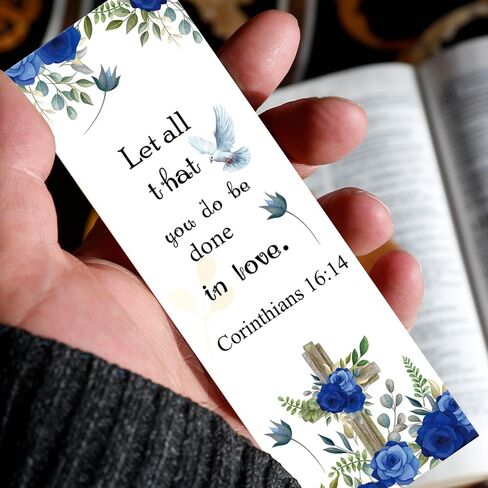 100 Pcs Christian Bookmarks, Religious Flower Cross Paper Bookmark Bulk for Women Women, Inspirational Bible Verse Book Mark Gift for Reading Lovers Church Accessories in Kuwait