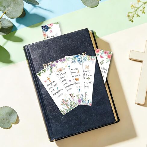 100 Pcs Christian Bookmarks, Religious Flower Cross Paper Bookmark Bulk for Women Women, Inspirational Bible Verse Book Mark Gift for Reading Lovers Church Accessories in Kuwait