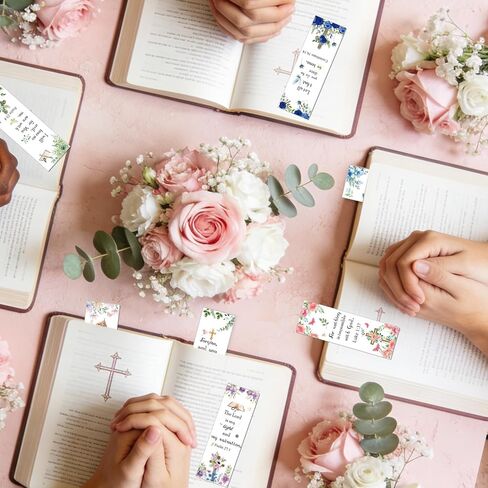 100 Pcs Christian Bookmarks, Religious Flower Cross Paper Bookmark Bulk for Women Women, Inspirational Bible Verse Book Mark Gift for Reading Lovers Church Accessories in Kuwait