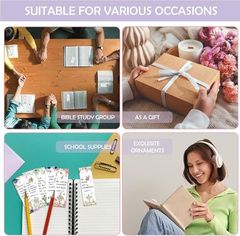 100 Pcs Christian Bookmarks, Religious Flower Cross Paper Bookmark Bulk for Women Women, Inspirational Bible Verse Book Mark Gift for Reading Lovers Church Accessories in Kuwait