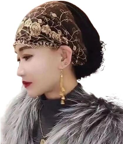 Cotton Summer Turban Cap Embroidery Prayer Hat Women(Black) in Saudi Arabia