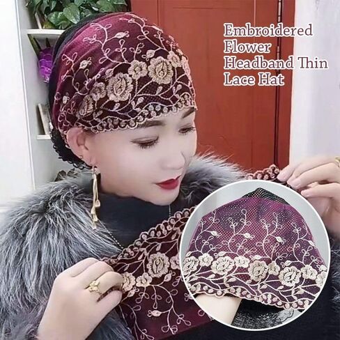 Cotton Summer Turban Cap Embroidery Prayer Hat Women(Black) in Saudi Arabia