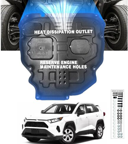 Front Engine Splash Shield Fit for Toyota RAV4 2019 2020 2021 2022 2023 2024 Skid Plate Suitable for RAV4 Engine Guard Cover Mud Flaps Directly Replace Original One Black in Kuwait
