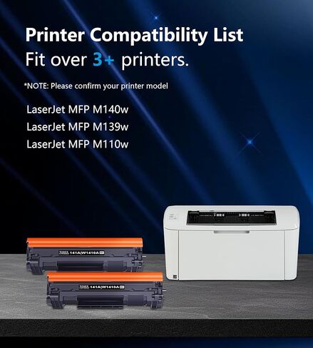 خرطوشة حبر سوداء 141A بديلة لخرطوشة الحبر HP 141A Black LaserJet 141X 141A W1410A لحبر الطابعة LaserJet MFP M140w M139w M110w (عبوة من قطعتين، مع شريحة) in Saudi Arabia