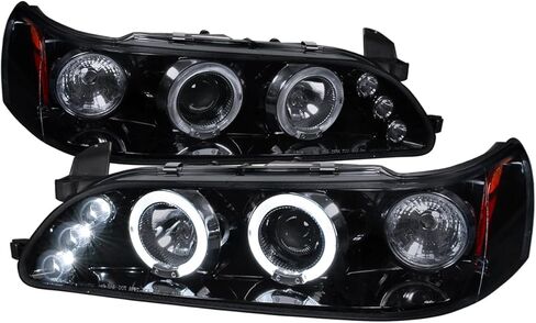 SPEC-D ضبط LED المصابيح الأمامية لجهاز العرض باللون الأسود اللامع المتوافقة مع تويوتا كورولا 1993-1997، مجموعة المصابيح الأمامية اليسرى + اليمنى in Saudi Arabia