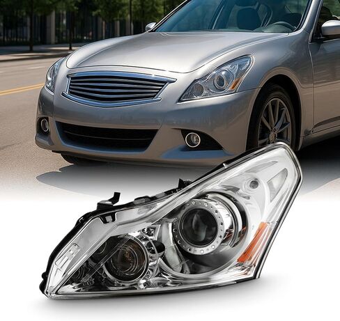AKKON - Fits 2010-2013 G37 / 11-12 G25 / 2015 Q40 Sedan 4-Door [HID/Xenon Type] Projector Chrome Headlight Passenger Right Side in Saudi Arabia