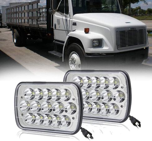 زوج مشرق معتمد من DOT 7x6 LED المصباح الأمامي عالي منخفض الشعاع مناسب لـ Freightliner FL 50 60 70 80 112 in Kuwait