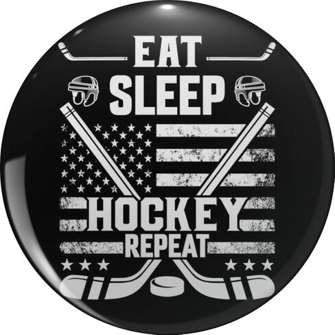 Eat Sleep Hockey Repeat Distressed American Flag Hockey Player Gift Pin Lapel Pin Cute Brooch Pins Badges 0.75" in Kuwait