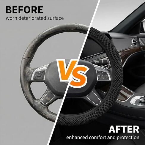 Elastic Stretch Steering Wheel Cover,Warm in Winter and Cool in Summer, Universal 15 inch, Microfiber Breathable Ice Silk, Anti-Slip, Odorless, Easy Carry,Black in Saudi Arabia