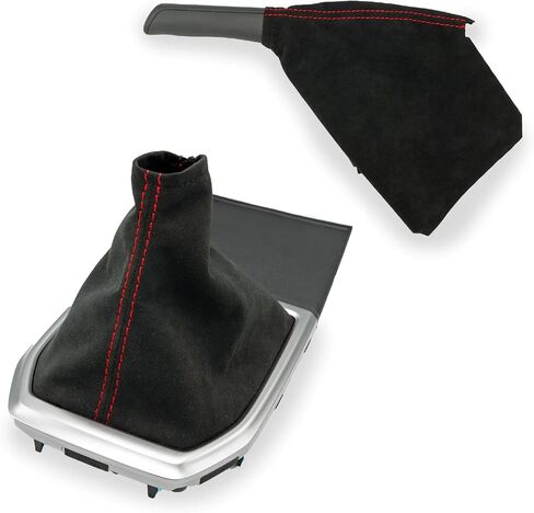 Billetworkz Shift Boot and E-Brake Boot Combo for Subaru WRX Manual (2022+) - Made with Premium Microsuede Fabric, Red Black Stitching in Kuwait