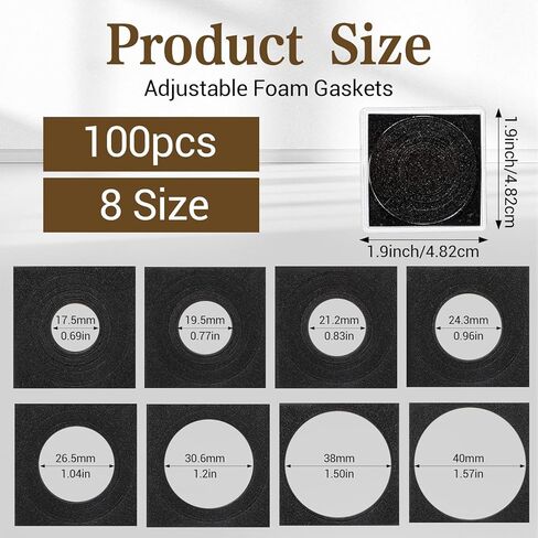 100 Pcs Acrylic Coin Collection Cases with 8 Sizes Adjustable Black Gaskets, 17.5mm-40mm Coin Capsules Coin Snap Holders Silver Dollar Protection Cases for Coin Collection Supplies in Saudi Arabia