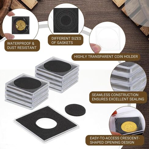100 Pcs Acrylic Coin Collection Cases with 8 Sizes Adjustable Black Gaskets, 17.5mm-40mm Coin Capsules Coin Snap Holders Silver Dollar Protection Cases for Coin Collection Supplies in Saudi Arabia