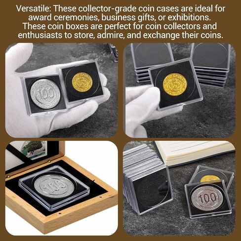 100 Pcs Acrylic Coin Collection Cases with 8 Sizes Adjustable Black Gaskets, 17.5mm-40mm Coin Capsules Coin Snap Holders Silver Dollar Protection Cases for Coin Collection Supplies in Saudi Arabia