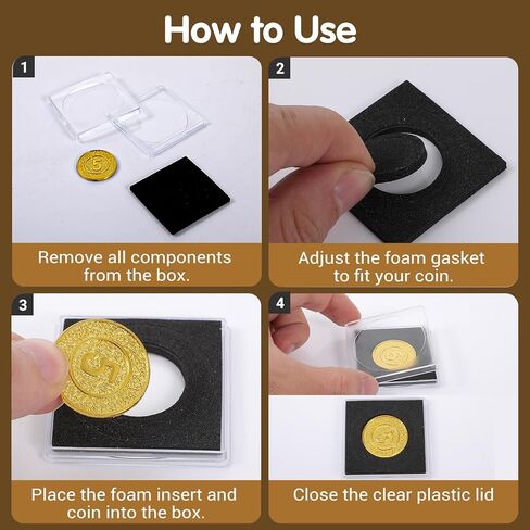 100 Pcs Acrylic Coin Collection Cases with 8 Sizes Adjustable Black Gaskets, 17.5mm-40mm Coin Capsules Coin Snap Holders Silver Dollar Protection Cases for Coin Collection Supplies in Saudi Arabia