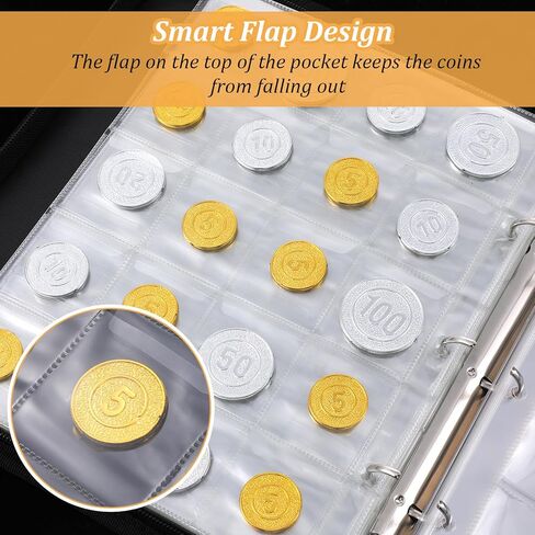 Fireproof Coin Collection Album, 360 Pockets & 36 Sleeves Paper Money Currency Album, Water-Resistant Storage Binder for Coins, Currency, Stamps, Black in Kuwait