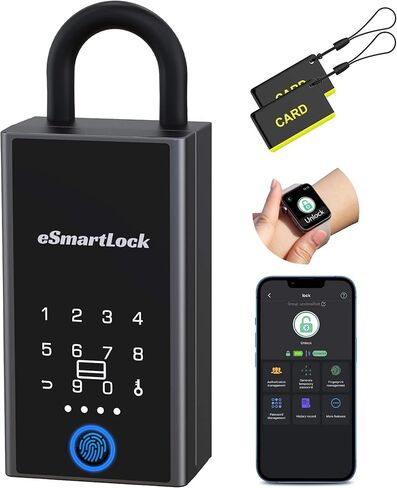 صندوق قفل Anweller للمفاتيح مع رمز، مخفي مفتاح بلوتوث ذكي RFID لبصمة الإصبع، صندوق قفل مركب مقاوم للماء في الهواء الطلق للسمسار والمضيفين والتخزين الآمن للمفاتيح، إخفاء المفتاح، تعليق الباب والتركيب على الحائط in Kuwait