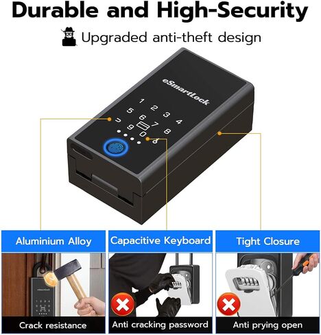 صندوق قفل Anweller للمفاتيح مع رمز، مخفي مفتاح بلوتوث ذكي RFID لبصمة الإصبع، صندوق قفل مركب مقاوم للماء في الهواء الطلق للسمسار والمضيفين والتخزين الآمن للمفاتيح، إخفاء المفتاح، تعليق الباب والتركيب على الحائط in Kuwait