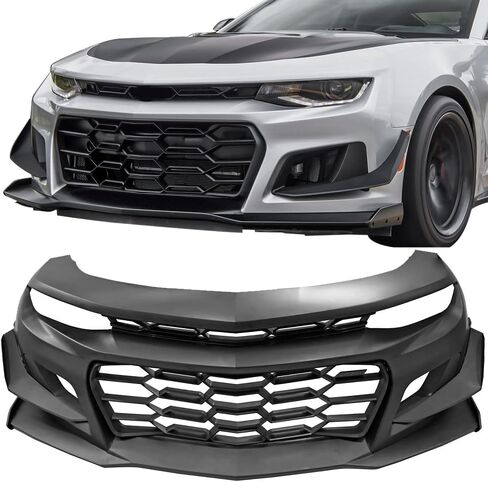 Front Bumper Compatible With 2016-2024 Chevrolet Camaro, 1LE Style Black PP Cover Conversion Lip Grille Grill Bodykit Replacement by IKON MOTORSPORTS, 2017 2018 2019 2020 2021 2022 2023 in Saudi Arabia