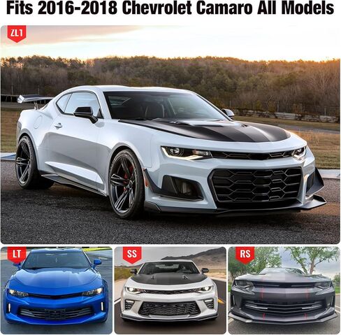 Front Bumper Compatible With 2016-2024 Chevrolet Camaro, 1LE Style Black PP Cover Conversion Lip Grille Grill Bodykit Replacement by IKON MOTORSPORTS, 2017 2018 2019 2020 2021 2022 2023 in Saudi Arabia