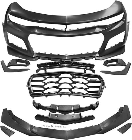 Front Bumper Compatible With 2016-2024 Chevrolet Camaro, 1LE Style Black PP Cover Conversion Lip Grille Grill Bodykit Replacement by IKON MOTORSPORTS, 2017 2018 2019 2020 2021 2022 2023 in Saudi Arabia