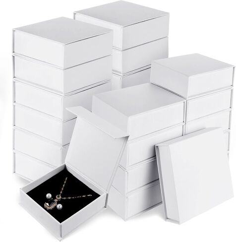 20 Pack Jewelry Gift Boxes Necklace Earring Ring Box Gift Box with Cotton Filled and Lids,Jewelry Box Gift Boxes 3.54 x 3.54 x 1.3in, White in Kuwait