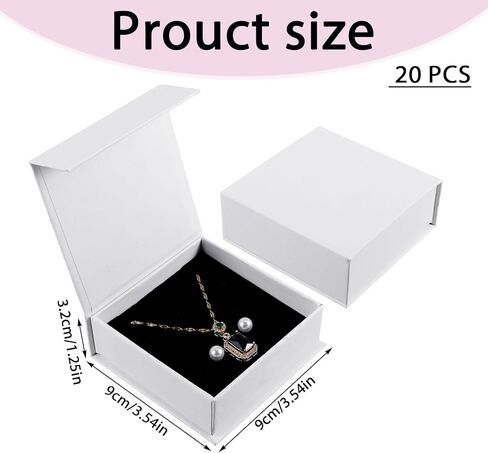 20 Pack Jewelry Gift Boxes Necklace Earring Ring Box Gift Box with Cotton Filled and Lids,Jewelry Box Gift Boxes 3.54 x 3.54 x 1.3in, White in Kuwait