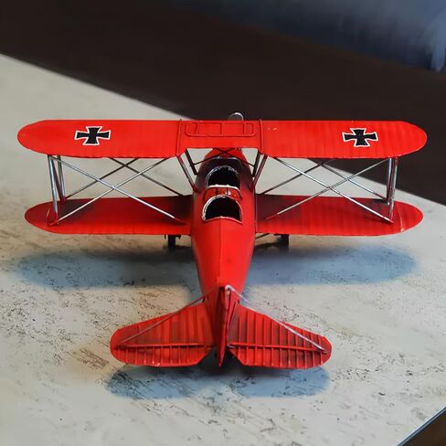 12"L Large German Biplane WWII Vintage Airplane Model Metal Fighter Bomber Desktop Military Collectible Historical Decor for Home Office Room Aviation Enthusiasts Veterans Mancave in Saudi Arabia
