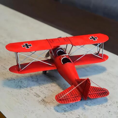 12"L Large German Biplane WWII Vintage Airplane Model Metal Fighter Bomber Desktop Military Collectible Historical Decor for Home Office Room Aviation Enthusiasts Veterans Mancave in Saudi Arabia