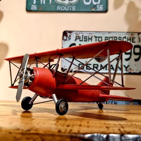 12"L Large German Biplane WWII Vintage Airplane Model Metal Fighter Bomber Desktop Military Collectible Historical Decor for Home Office Room Aviation Enthusiasts Veterans Mancave in Saudi Arabia