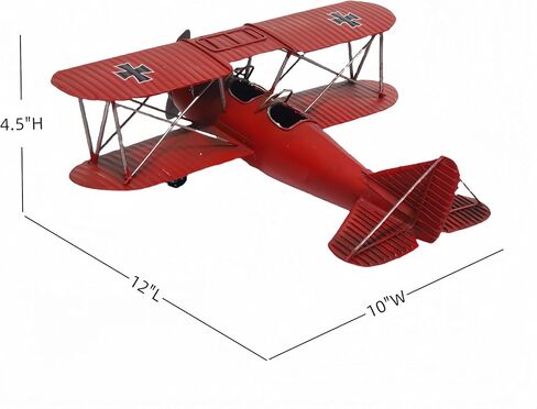 12"L Large German Biplane WWII Vintage Airplane Model Metal Fighter Bomber Desktop Military Collectible Historical Decor for Home Office Room Aviation Enthusiasts Veterans Mancave in Saudi Arabia