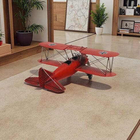 12"L Large German Biplane WWII Vintage Airplane Model Metal Fighter Bomber Desktop Military Collectible Historical Decor for Home Office Room Aviation Enthusiasts Veterans Mancave in Saudi Arabia
