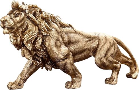 15 Inch Luck Lion Statue Figurine Sculpture Resin Collectible Gifts for Lion Noble Office Home Decor Desk Accessories Decoration Garden Figurines Outdoor Decor Gold (Gold) in Kuwait