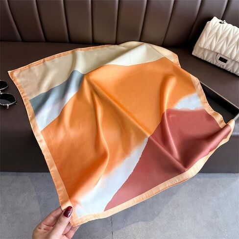 1 PCS Large Square Chiffon Silk Scarf 27.6''/70cm for Women Head Scarf Neckerchief Soft Warm Neck Decor in Saudi Arabia